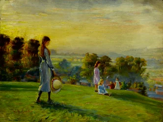 Studie für ?Kinder, die bei Sonnenuntergang auf den Feldern spielen?